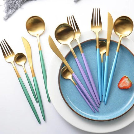 Gouden & Zilveren 24-Delige Bestekset voor Luxe Dineren
