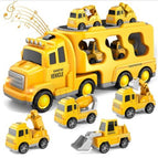 1 grote auto - 4 kleine auto's / Geel
