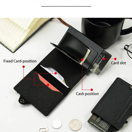RFID Slim Wallet – Leren Pop-Up Kaartenhouder Heren Portemonnee