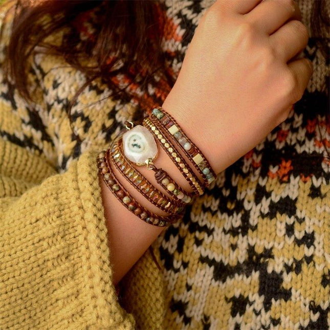 Lunara - Elegante Agaat Maanschijn Wikkelarmband