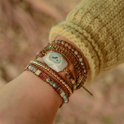 Lunara - Elegante Agaat Maanschijn Wikkelarmband