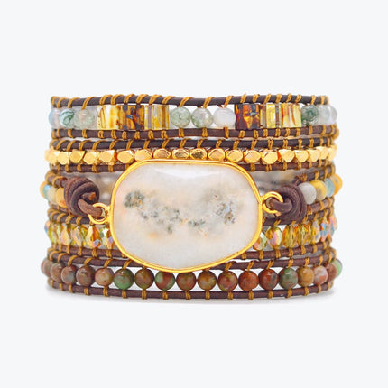 Lunara - Elegante Agaat Maanschijn Wikkelarmband