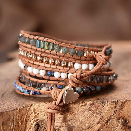 Lunara - Labradoriet Hart Armband met Wikkel