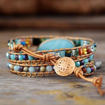 Amazonite Bracelet – Stijlvolle Zeeblauwe Wikkelarmband