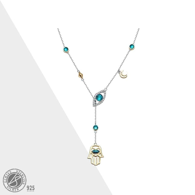 CrystalHamsa - Elegante Zilveren Ketting met Hamsa