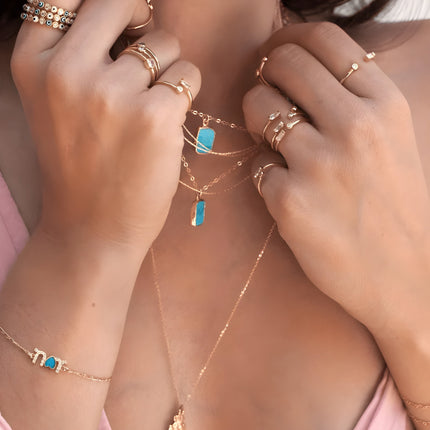 Talia Necklace – Trendy Multilaagse Turquoise Ketting