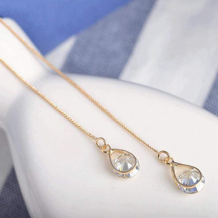 Isalyn – Elegante Lange Strass Druppeloorbellen