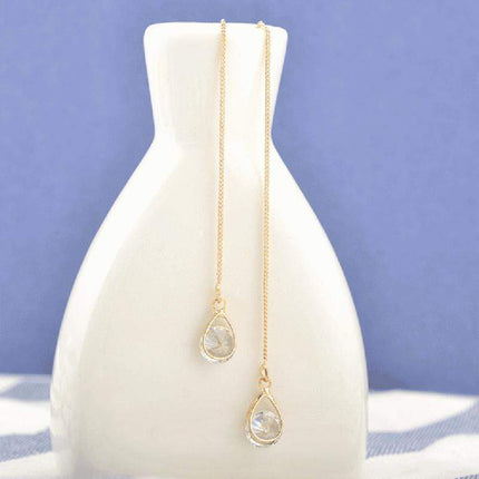 Isalyn – Elegante Lange Strass Druppeloorbellen