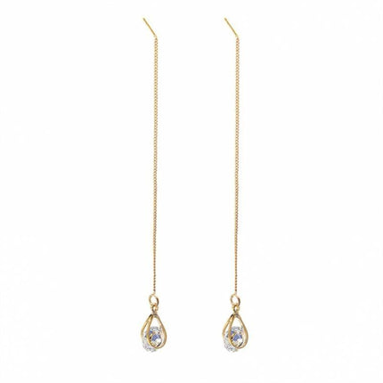 Isalyn – Elegante Lange Strass Druppeloorbellen
