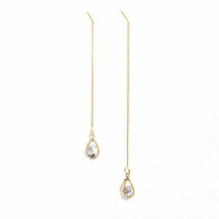 Isalyn – Elegante Lange Strass Druppeloorbellen