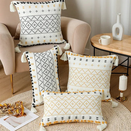 Bohemian SatinCiel Kussenhoes - Luxe Kussenhoes met Tufted Ontwerp voor Elk Interieur