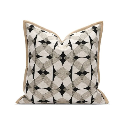 RegalRest Sofa Kussenhoes - Geometrische Kussenhoes in Zwart en Khaki - Moderne Elegantie