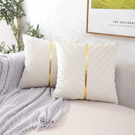Noir Élégance Kussenhoes - Luxe Fluwelen Kussenhoes met Gouden Pailletten - Verfijn Uw Interieur
