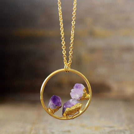 Evelyne Necklace – Elegante Ketting met Ruwe Amethist