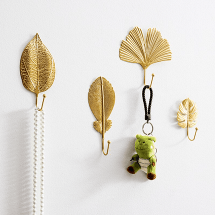 LeafLine - Luxe Gouden Blad Wandhaak voor Elke Interieur