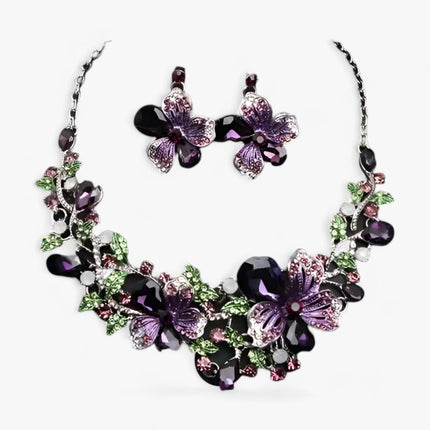 FleurGlow - Elegante Bruidssieradenset met Emaille Bloemen