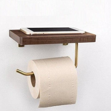 WoodNest - Stijlvolle Houten Toiletrolhouder met Opbergruimte