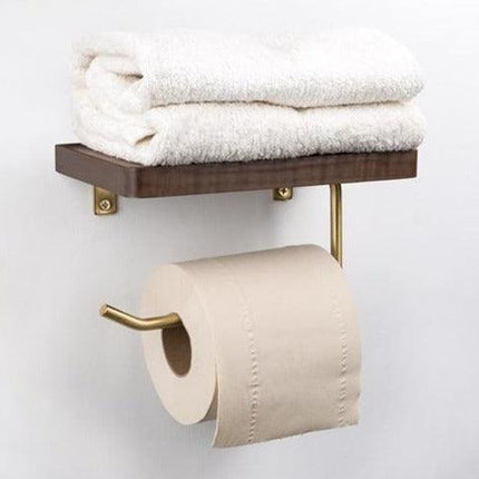 WoodNest - Stijlvolle Houten Toiletrolhouder met Opbergruimte