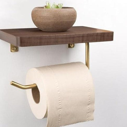 WoodNest - Stijlvolle Houten Toiletrolhouder met Opbergruimte