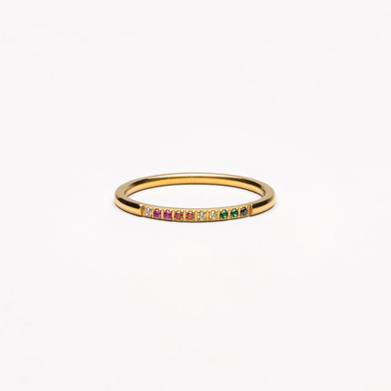 Stijlvolle Gouden Ring met Kleurrijke Edelstenen - Solene