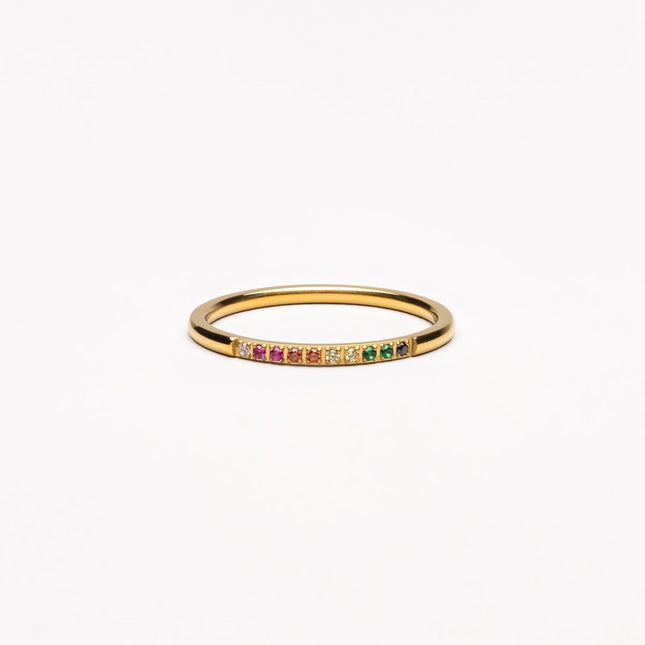 Stijlvolle Gouden Ring met Kleurrijke Edelstenen - Solene