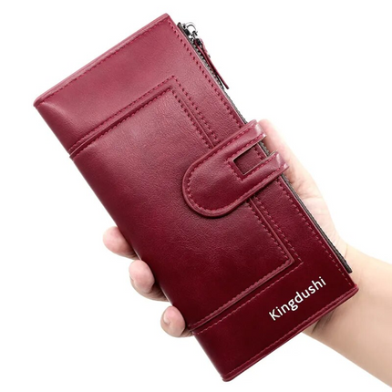 ElegantLeather – Lange Leren Portemonnee voor Dames
