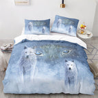 Wolf in de sneeuw / 140x210cm dekbedovertrek + 2x Kussensloop