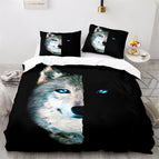 Wolf in de nacht / 140x210cm dekbedovertrek + 2x Kussensloop