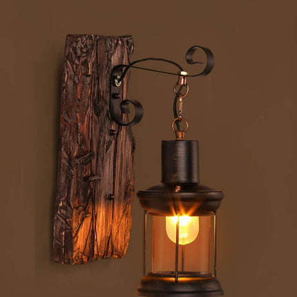 Veritas - Wandlamp inclusief Houten Sokkel en Glasdesign