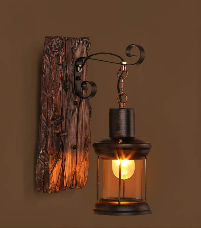 Veritas - Wandlamp inclusief Houten Sokkel en Glasdesign