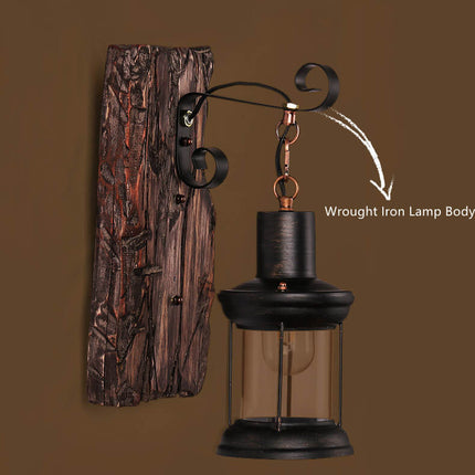 Veritas - Wandlamp inclusief Houten Sokkel en Glasdesign