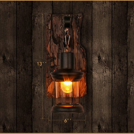 Veritas - Wandlamp inclusief Houten Sokkel en Glasdesign